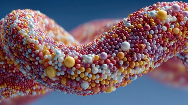 Colorful Abstract Representation of Curved Particle Structures