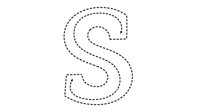 Dotted letter s outline on for coloring book pages - Powered by Adobe