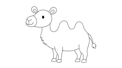 Fototapeta premium A cute line drawing of a smiling camel standing alone