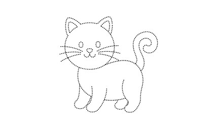 Fototapeta premium A cute line drawing of a cat with a curly tail and whiskers