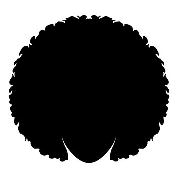 Vector silhouette of large round curly afro hairstyle