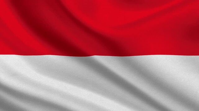 Indonesian flag waving footage Full 4K. Realistic Indonesian Flag background. Indonesia Flag Looping Closeup Full 4K 3840x2160 footage. Indonesian country flags Full 4K. 17 August 1945