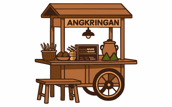 Vector illustration of angkringan, a traditional food and drink cart