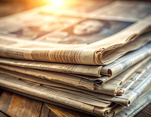 古い新聞の束/stack of old newspapers