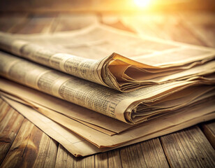古い新聞の束/stack of old newspapers