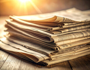 古い新聞の束/stack of old newspapers