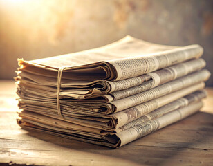 古い新聞の束/stack of old newspapers