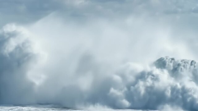 Powerful Ocean Wave Crashing With Sea Spray