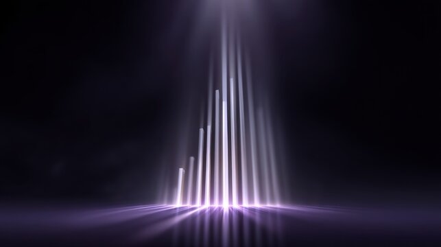 Abstract Light Beams Creating a Stunning Visual Effect with Gradual Intensity on a Dark Background for Backgrounds or Artistic Projects