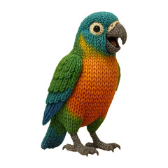 PNG Colorful knitted parrot illustration.
