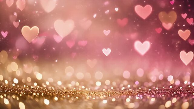 A romantic video background with hearts and glitter for Valentine's Day celebrations