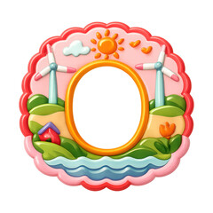 PNG Colorful landscape frame illustration.