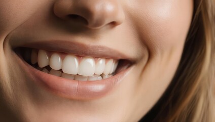 Fototapeta premium Close up of a womans bright white smile with perfect teeth.