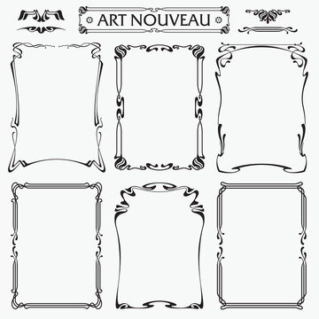 Decorative borders and frames Art Nouveau style