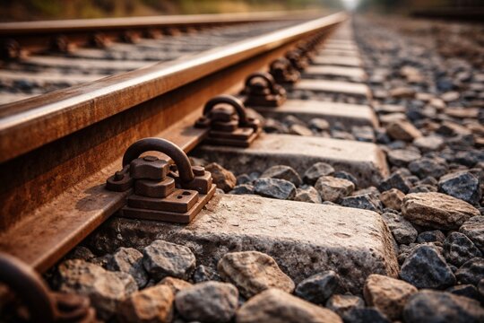 Railes, v&iacute;as de tren, vistas a nivel de suelo, con algo de &oacute;xido