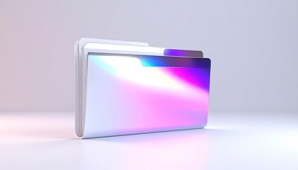 A digital folder with a colorful, iridescent front against a soft, gradient background
