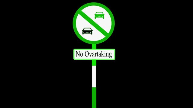 Road sign overtaking is prohibited on the highway. road safety. fines. people's lives. Close up sign.