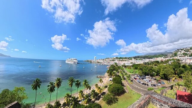 Panoramic views of Fort Saint-Louis in Fort-de-France, french antilles, Martinique island of France