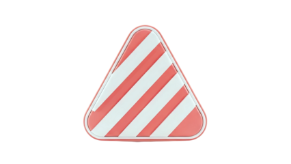 Triangular Warning Sign with Pink and White Stripes