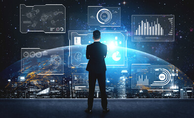 Big data visualization dashboard showing analytics, insights, and performance. Data supports decisions, data reveals trends, data powers analytics, and transforms strategy. Vouch