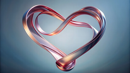 Abstract Ribbon Heart Valentine. Floating abstract ribbons forming a heart silhouette, clean modern Valentine advertising background for fashion, lifestyle, and love campaigns.