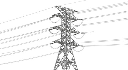 High voltage electric power transmission tower line vector illustration of industrial steel lattice pylon structure for energy distribution and electrical engineering projects