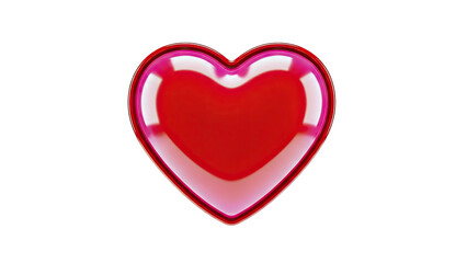 Obraz premium Glossy Red Heart with Pink Outline on White Background