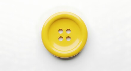 Fototapeta premium Bright Yellow Four-Hole Sewing Button Isolated on White Background