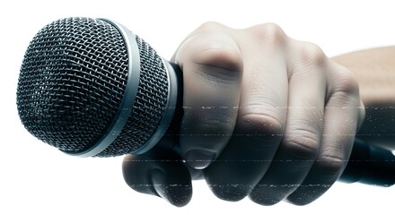 Hand holding microphone for speaking or singing