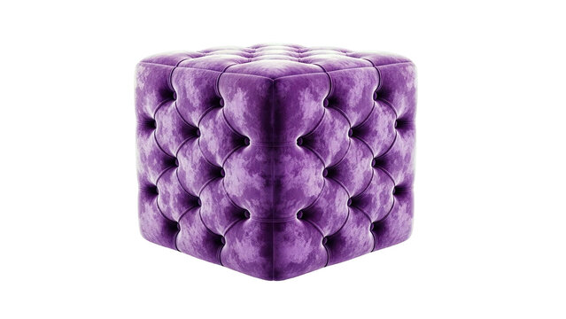 Purple Velvet Tufted Cube Ottoman