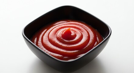 Ketchup in black bowl