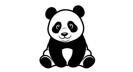 Adorable Panda Illustration - A Charming Black and White Design.