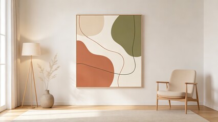 Abstract modern wall art illustration featuring organic flowing shapes and a minimalist composition. Designed with a neutral color palette and clean visual balance, suitable for contemporary interior