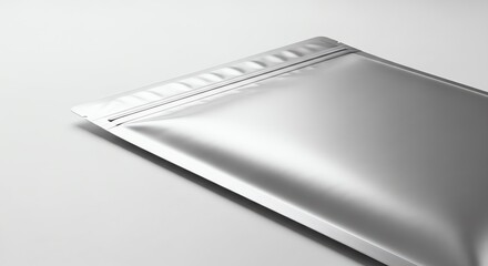 Silver foil pouch with transparent background