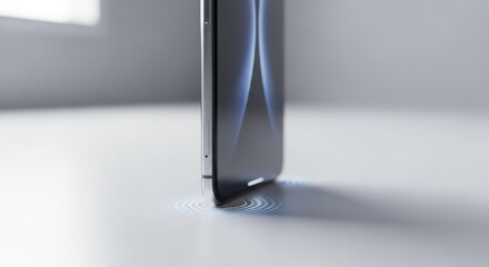 Smartphone on table with concentric ripples