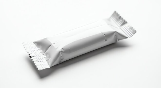 Wrapped candy bar on white background