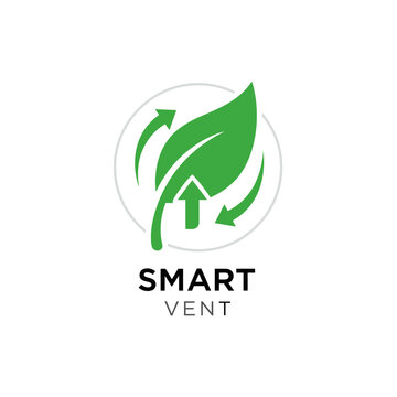 Green leaf logo with circular arrows and the text smart vent