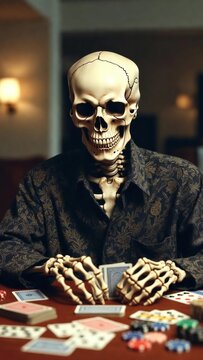 portrait of a man pocker in skeleton
