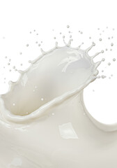 Viscous white liquid resembling thick dairy cream captured in an explosive, gravity-defying splash with thousands of spherical droplets, on a transparent background, concept of dynamic purity and