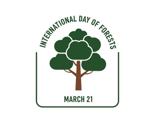 Obraz premium Celebrating International Day of Forests on March 21 with a serene tree illustration in a square frame