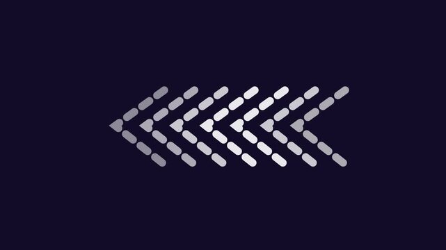 Fading leftward pointing arrow made of dashed lines on a dark background direction backward