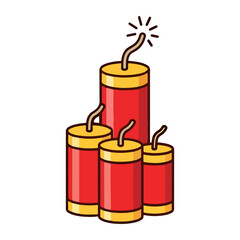 Obraz premium Chinese New Year Firecrackers Icon Festival Celebration Vector