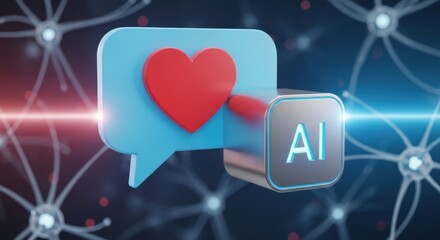 AI-Powered Love - A 3D Render of Artificial Intelligence and Affection.