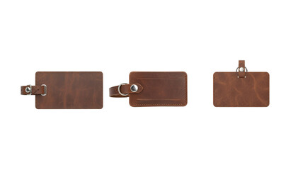 Brown leather wallet on transparent background