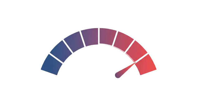 Speedometer with a color gradient from blue to red indicating a performance metric