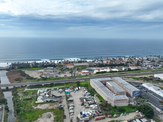 Fototapeta premium Aerial view of houses in the valley of Oceanside town in San Diego, California. USA.