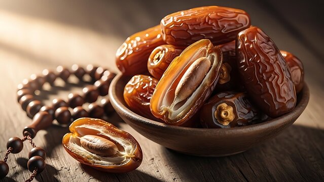 Bowl of fresh dates with pistachios