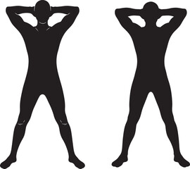 Silhouette of two people standing in a yoga pose