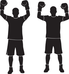 Victorious boxer silhouette celebrating win