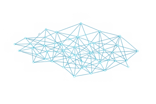 Digital network connections forming a mesh on transparent background, representing data flow, communication, and technology future - Powered by Adobe